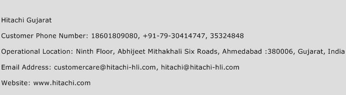 Hitachi Gujarat Phone Number Customer Service