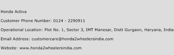Honda Activa Phone Number Customer Service