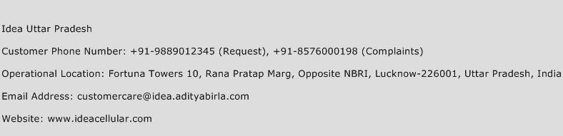 Idea Uttar Pradesh Phone Number Customer Service