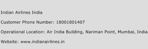 Indian Airlines India Phone Number Customer Service
