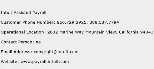 Intuit Assisted Payroll Phone Number Customer Service