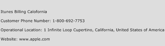 Itunes Billing Calofornia Phone Number Customer Service
