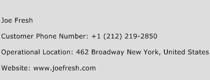 Joe Fresh Phone Number Customer Service