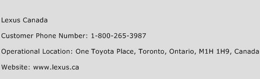 Lexus Canada Phone Number Customer Service