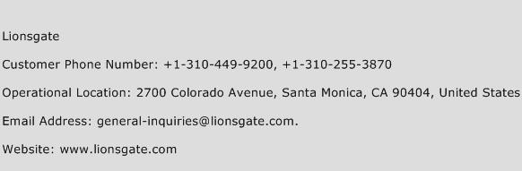 Lionsgate Phone Number Customer Service