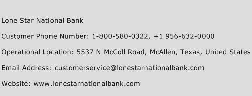 Lone Star National Bank Phone Number Customer Service