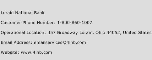 Lorain National Bank Phone Number Customer Service