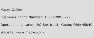 Macys Online Phone Number Customer Service