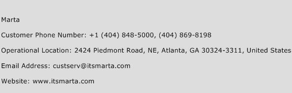 Marta Phone Number Customer Service