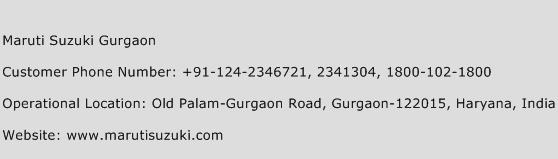 Maruti Suzuki Gurgaon Phone Number Customer Service