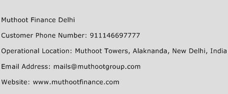 Muthoot Finance Delhi Phone Number Customer Service