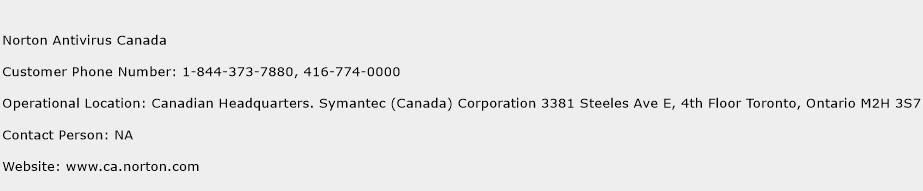 Norton Antivirus Canada Phone Number Customer Service