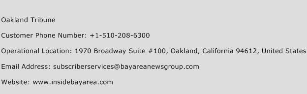 Oakland Tribune Phone Number Customer Service