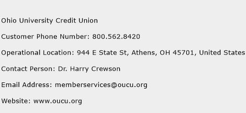 Ohio University Credit Union Phone Number Customer Service