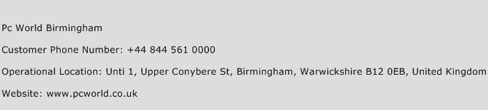 PC World Birmingham Phone Number Customer Service