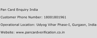 Pan Card Enquiry India Phone Number Customer Service