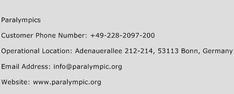 Paralympics Phone Number Customer Service