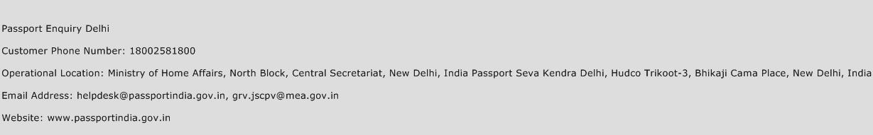 Passport Enquiry Delhi Phone Number Customer Service
