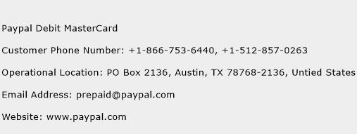 Paypal Debit MasterCard Phone Number Customer Service