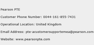 Pearson PTE Phone Number Customer Service