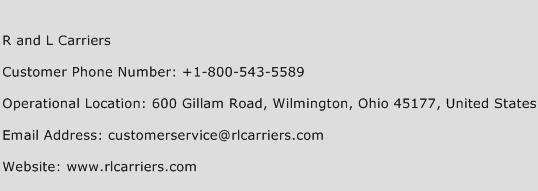 R and L Carriers Phone Number Customer Service