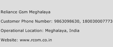 Reliance GSM Meghalaya Phone Number Customer Service
