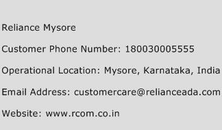Reliance Mysore Phone Number Customer Service