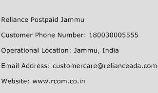 Reliance Postpaid Jammu Phone Number Customer Service