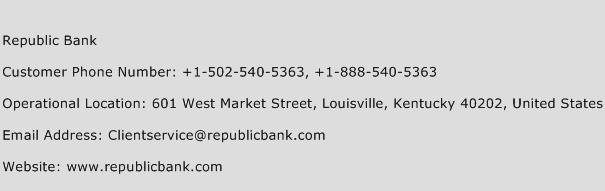 Republic Bank Phone Number Customer Service