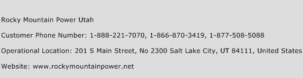 Rocky Mountain Power Utah Phone Number Customer Service