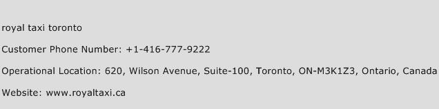 Royal Taxi Toronto Phone Number Customer Service