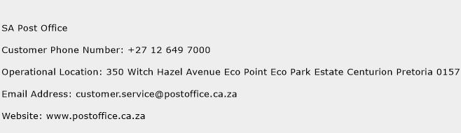 SA Post Office Phone Number Customer Service