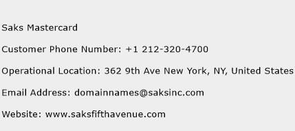 Saks Mastercard Phone Number Customer Service