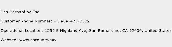 San Bernardino Tad Phone Number Customer Service