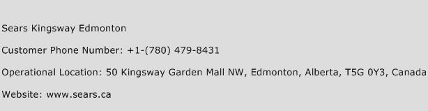 Sears Kingsway Edmonton Phone Number Customer Service