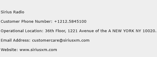Sirius Radio Phone Number Customer Service
