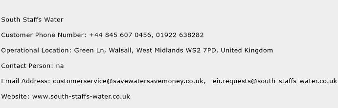 South Staffs Water Phone Number Customer Service