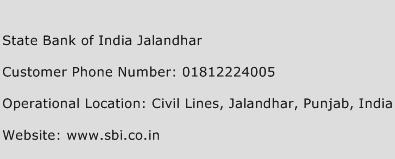 State Bank of India Jalandhar Phone Number Customer Service