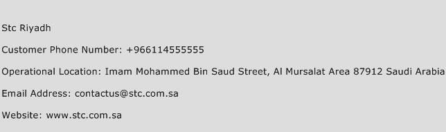 Stc Riyadh Phone Number Customer Service