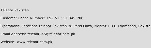 Telenor Pakistan Phone Number Customer Service