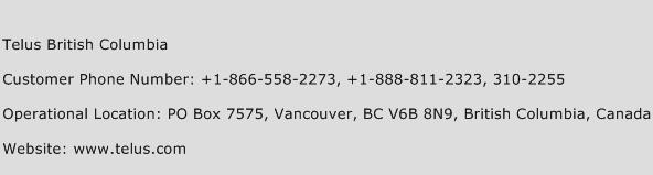 Telus British Columbia Phone Number Customer Service