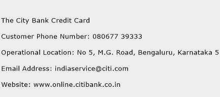 The City Bank Credit Card Phone Number Customer Service