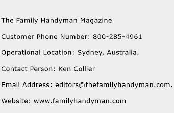 The Family Handyman Magazine Phone Number Customer Service