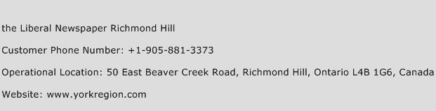 The Liberal Newspaper Richmond Hill Phone Number Customer Service