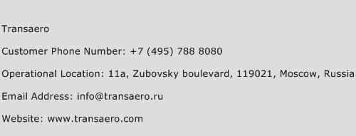 Transaero Phone Number Customer Service