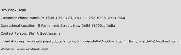 Uco Bank Delhi Phone Number Customer Service