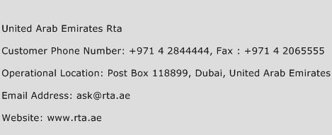 United Arab Emirates Rta Phone Number Customer Service