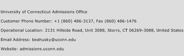 University of Connecticut Admissions Office Phone Number Customer Service