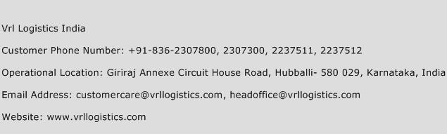 VRL Logistics India Phone Number Customer Service