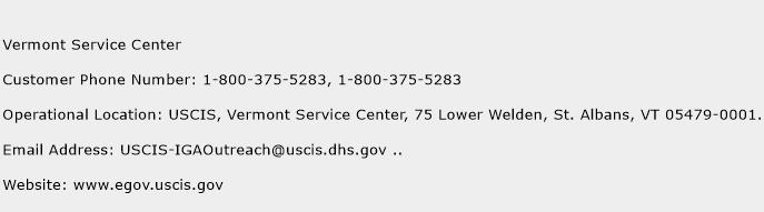Vermont Service Center Phone Number Customer Service